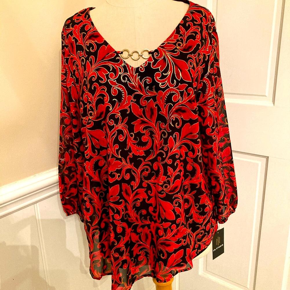 NEW I.N. Studio Cocktail Tunic Blouse Size XL